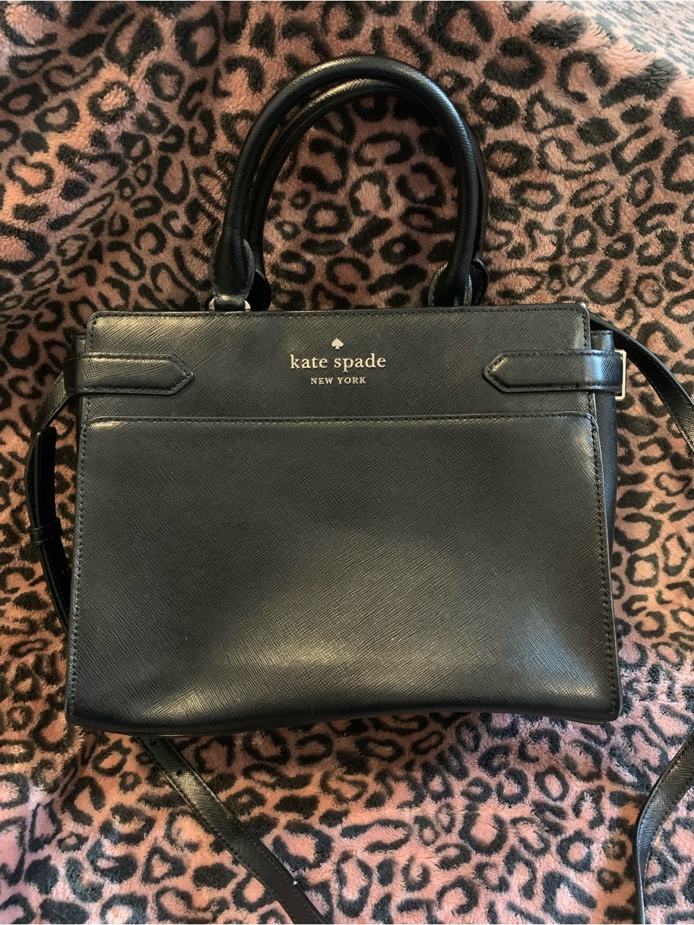 kate spade Black Leather Structured Top-Handle Satchel